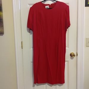 Leslie Fay Women's True Red Social Dress Short Sleeve Size 18